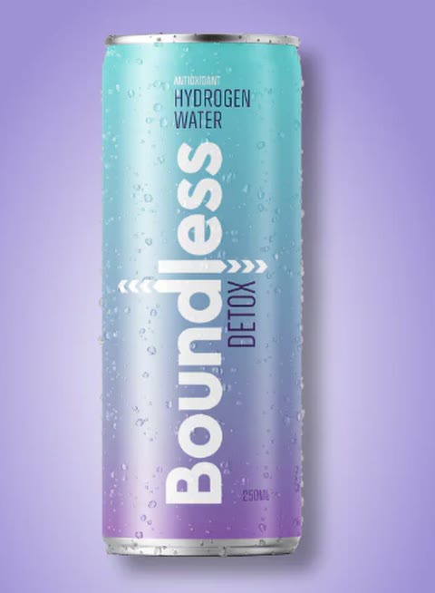Boundless Detox hydrogen water, 250 mL can
